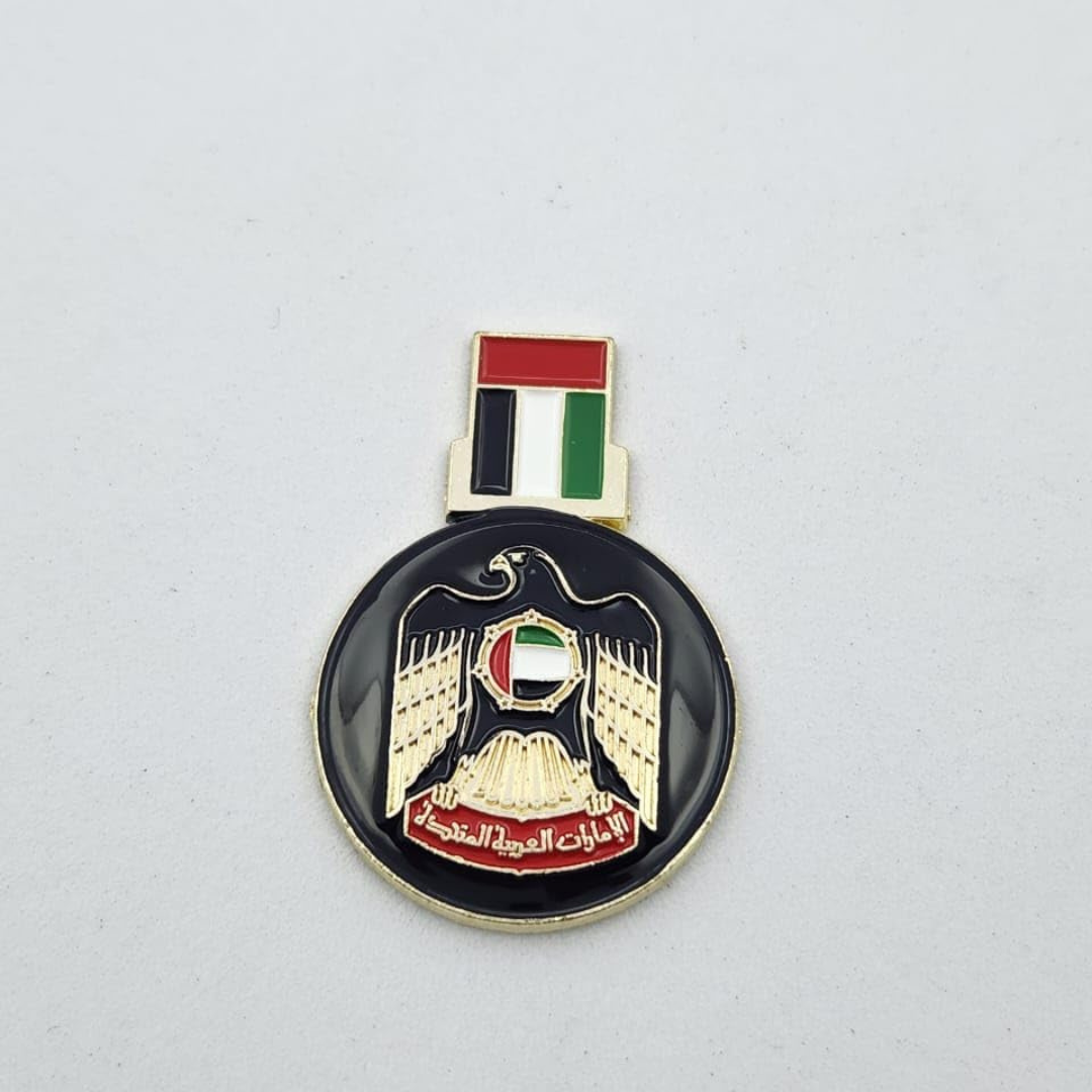 UAE logo National day with flag Black round design Day with this beautifully designed UAE Map Shape Magnetic Badge UAE flag colors and.Perfect National Day events, schools, offices, or as a gift!